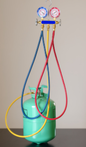 Freon tank with recharging kit